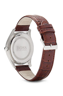 Montre Homme Hugo Boss 1513041 Ambassador – Cadran Gris & Bracelet Cuir Croco 43 mm