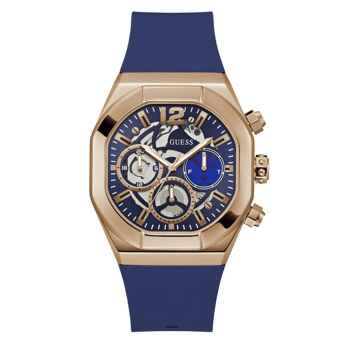 Montre Guess GW0638G2 Homme Chrono Or Rose & Silicone Bleu