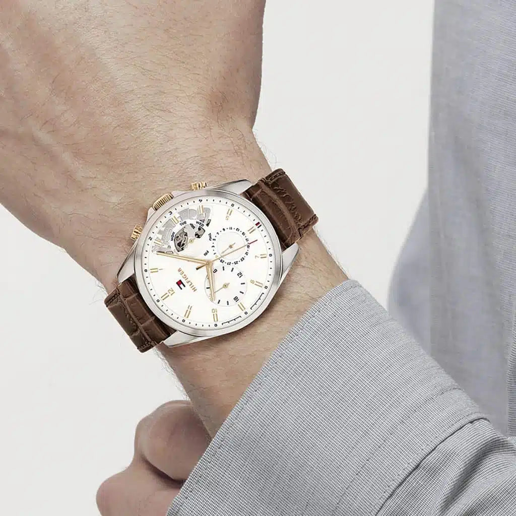Montre Tommy Hilfiger Baker 1710450 Homme Cadran Blanc Cuir - image 9