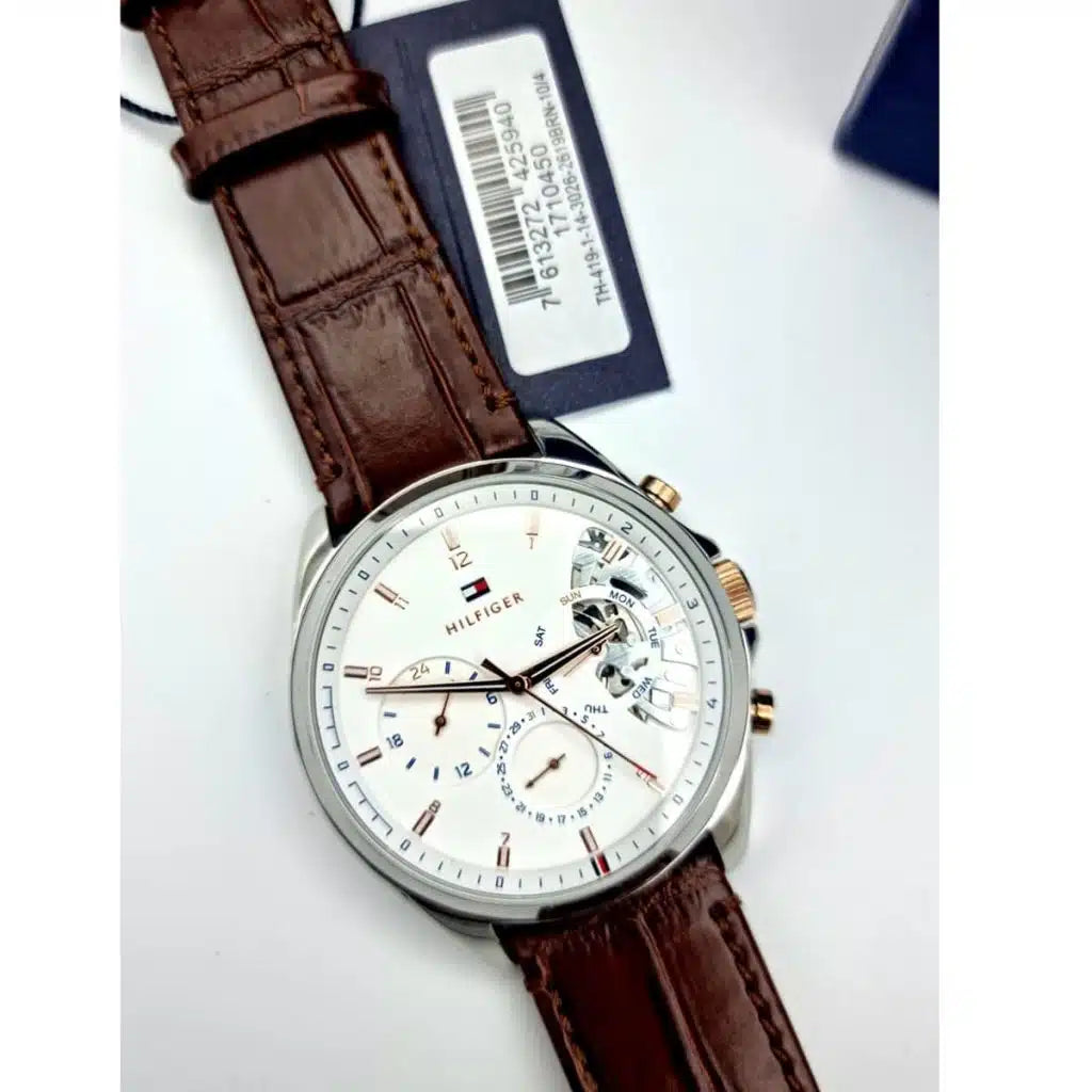 Montre Tommy Hilfiger Baker 1710450 Homme Cadran Blanc Cuir - image 8